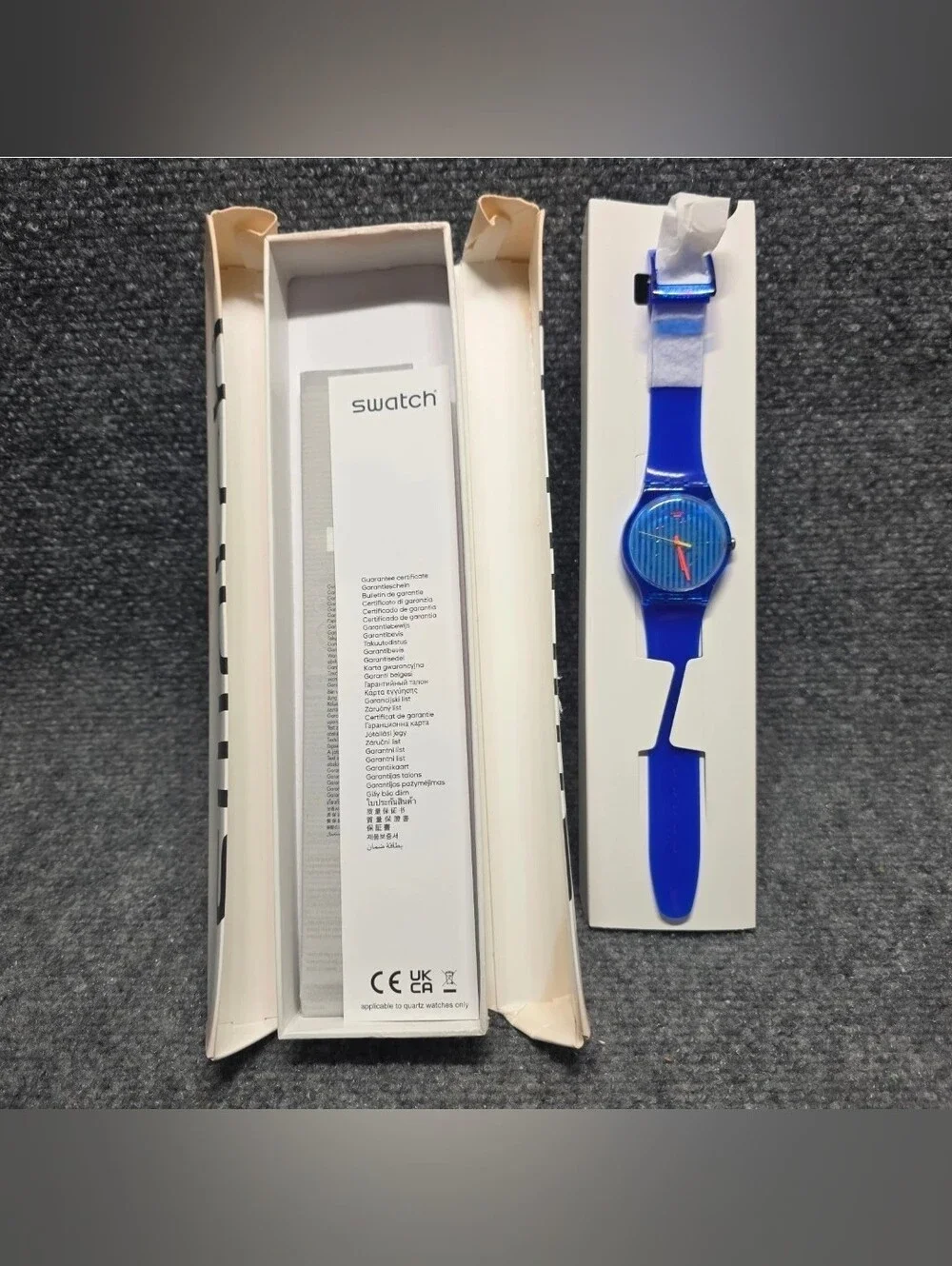 NWT Swatch Brilliantly Blue Transparent Watch New Gent SO29S102 New Battery